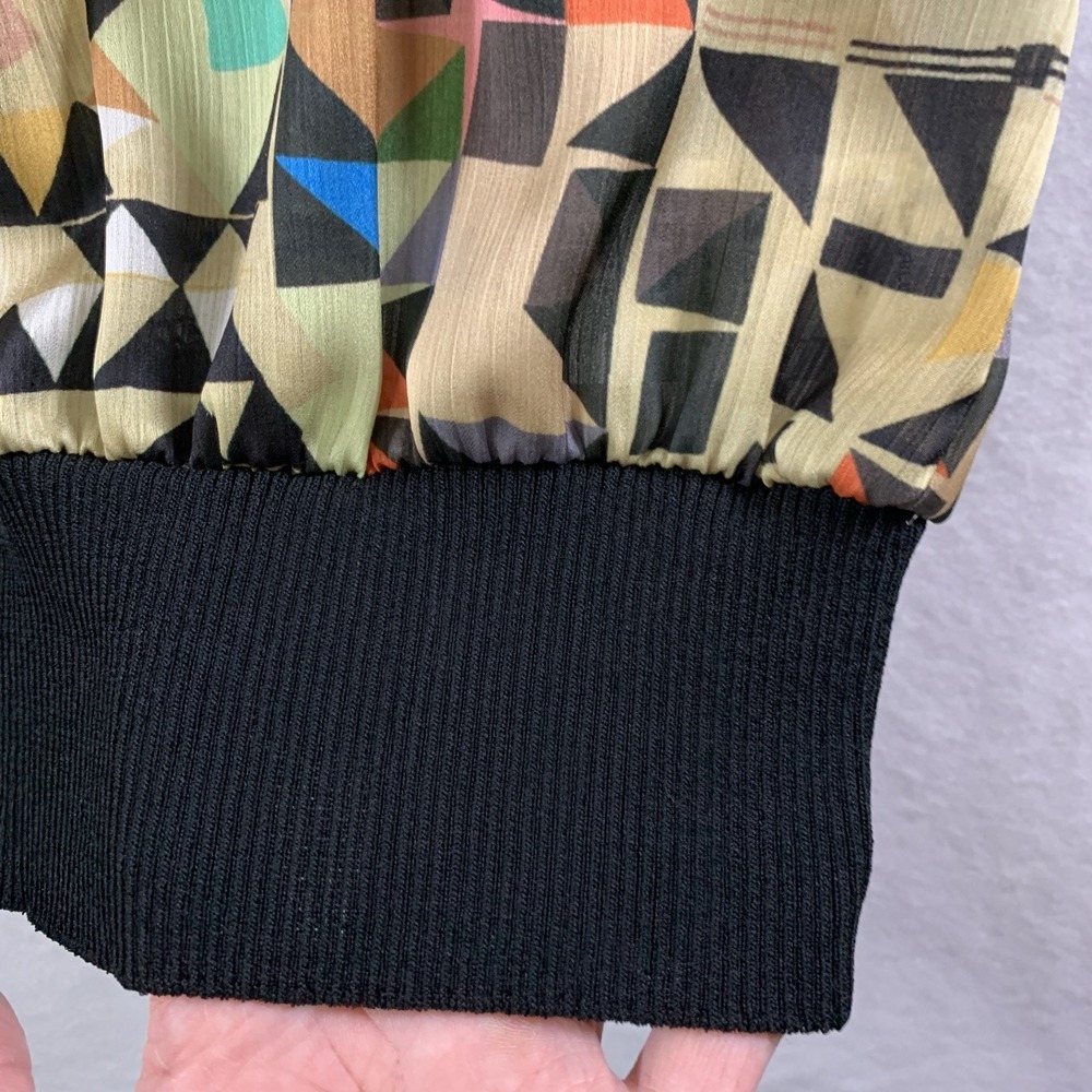 Cap Juluca x Aldomartins Womens Geometric Crepe Top Sz Semi Sheer‎ Boho Artsy - Picture 3 of 14